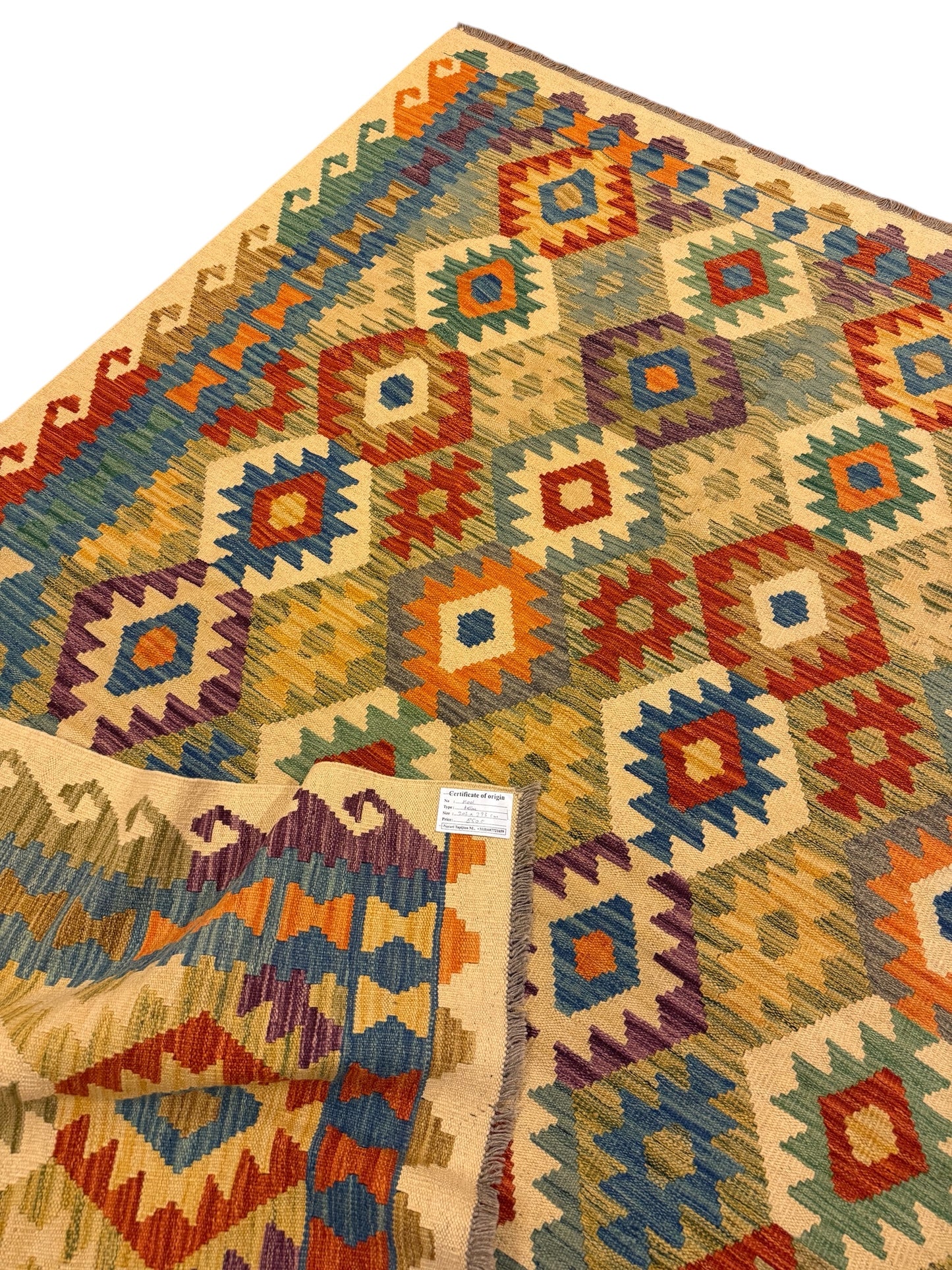Handgeweven Afghaanse Kelim 202 x 293 cm | 100% Schapenwol