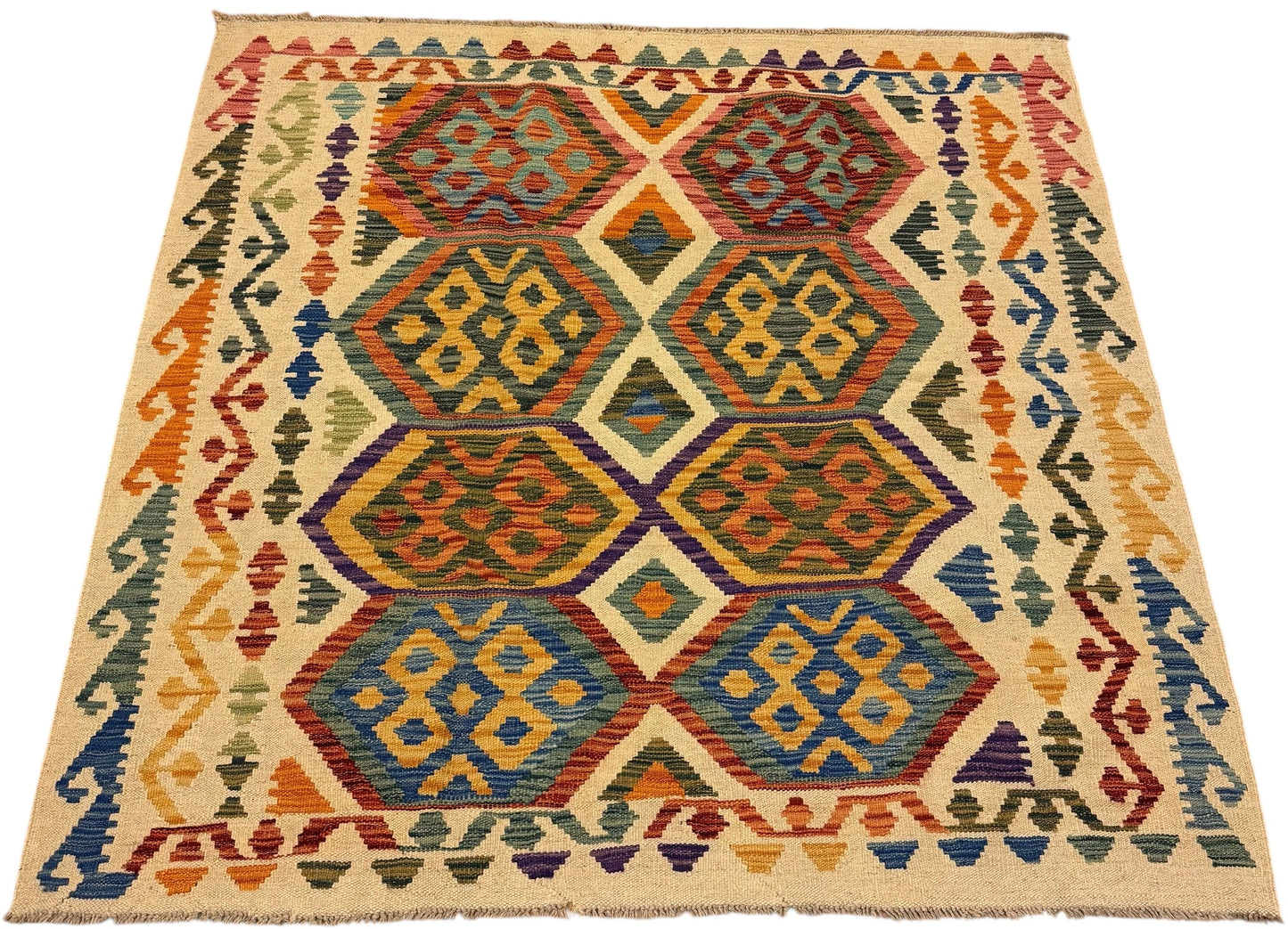 Afghaanse Kelim 152 x 156 cm – Handgeweven Wol