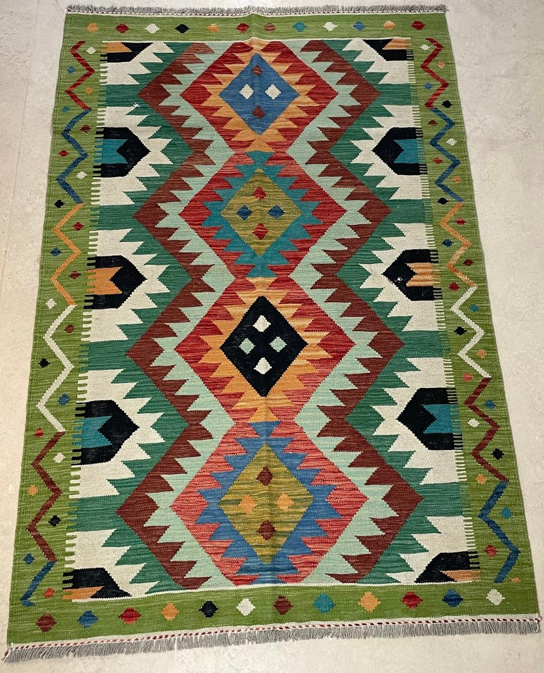 Handgeweven Afghaans Kelim Tapijt 123 x 182 cm | 100% Schapenwol