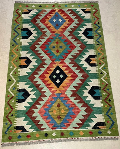 Handgeweven Afghaans Kelim Tapijt 123 x 182 cm | 100% Schapenwol