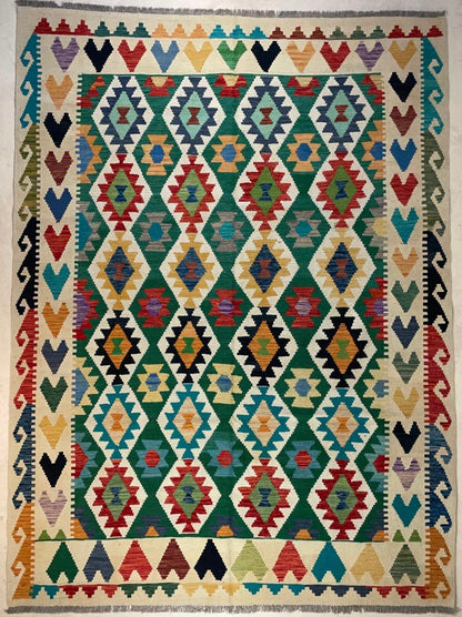 Handgeweven Afghaans Kelim Tapijt 182 x 250 cm | 100% Schapenwol