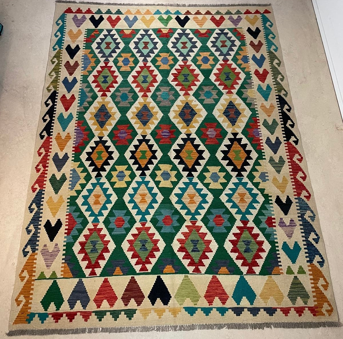 Handgeweven Afghaans Kelim Tapijt 182 x 250 cm | 100% Schapenwol