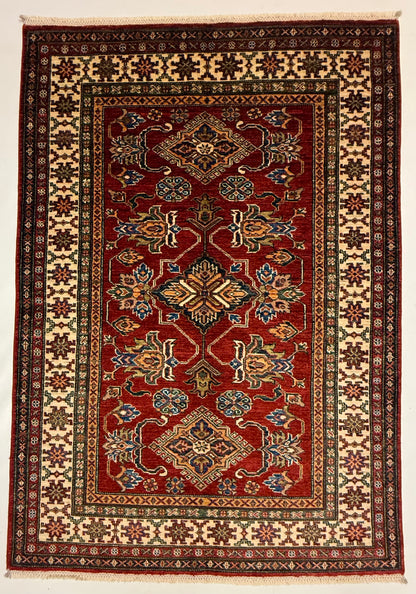 Afghaans Kazak Super Tapijt | 124 x 180 cm | Handgeknoopt Wol