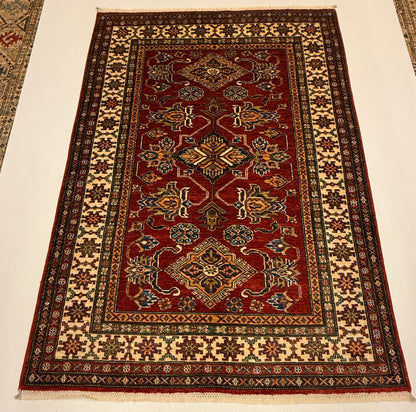 Afghaans Kazak Super Tapijt | 124 x 180 cm | Handgeknoopt Wol