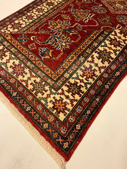Afghaans Kazak Super Tapijt | 124 x 180 cm | Handgeknoopt Wol