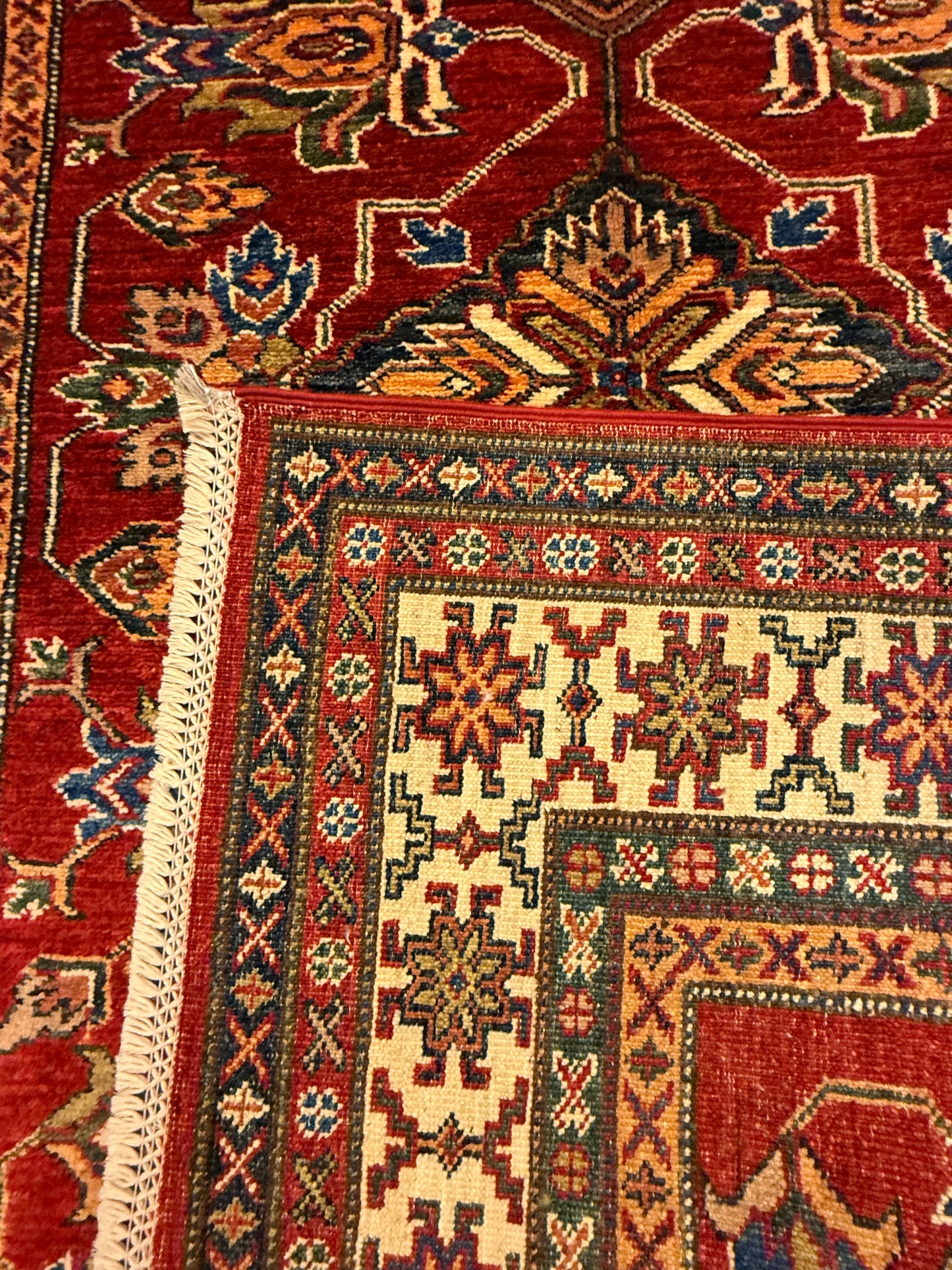 Afghaans Kazak Super Tapijt | 124 x 180 cm | Handgeknoopt Wol