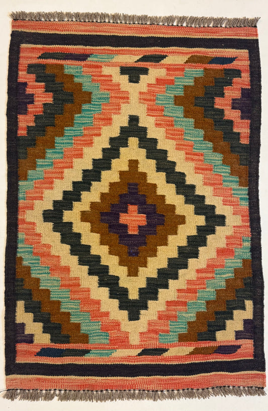 Handgeweven Afghaans Kelim Tapijt 60 x 90 cm | 100% Schapenwol