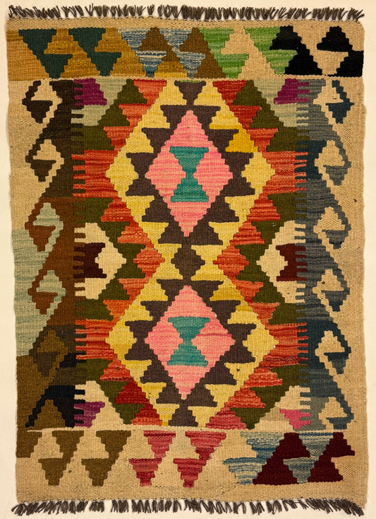 Handgeweven Afghaans Kelim Tapijt 65 x 90 cm | 100% Schapenwol